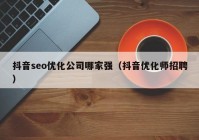 抖音seo优化公司哪家强（抖音优化师招聘）