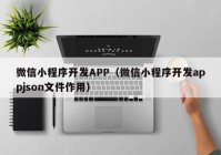 微信小程序开发APP（微信小程序开发appjson文件作用）