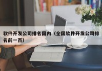 软件开发公司排名国内（全国软件开发公司排名前一百）