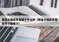 微信小程序开发哪个平台好（微信小程序开发软件下载哪个）