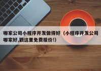 哪家公司小程序开发做得好（小程序开发公司哪家好,戳这里免费报价!）